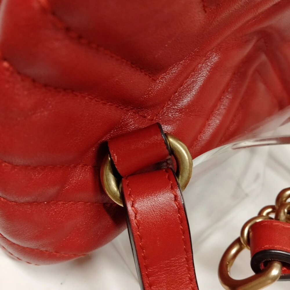 Authentic Gucci GG Marmont Mini Red Backpack | Quilted Leather Designer Bag - Picture 7 of 16